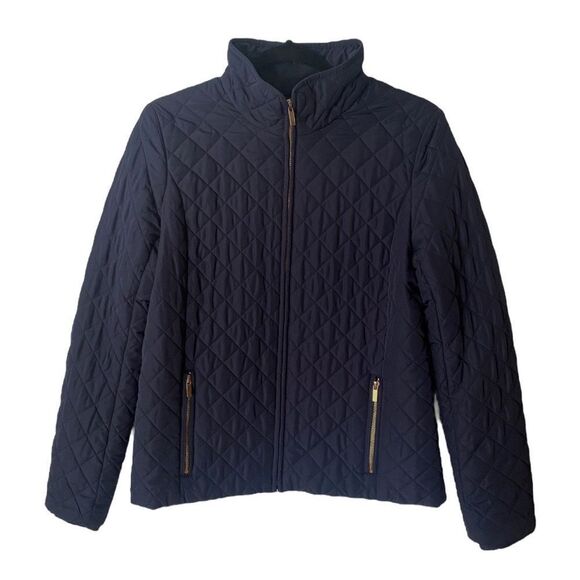 J. Crew Factory Jackets & Blazers - J. Crew Factory Quilted Lightweight Full Zip Puffer Coat Jacket Navy Blue M